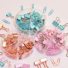 Durable Paper Clip Set for Documents 216 Pieces Pink Green Rose Golden