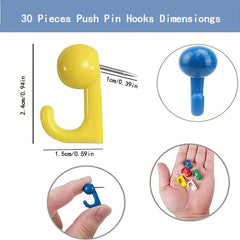 30pcs Plastic Thumb Hook Decorative Push Pins Cork Board Hook
