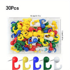 30pcs Plastic Thumb Hook Decorative Push Pins Cork Board Hook