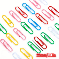 100pcs Mixed 28mm Paper Clip Metal Bookmark Bookcase Stationery School Office