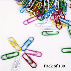 100pcs Mixed 28mm Paper Clip Metal Bookmark Bookcase Stationery School Office