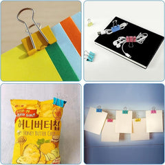 24pcs Binder Clips Large Small Paper Clamps Metal Office Supplies