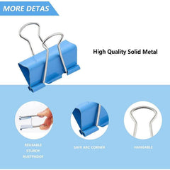 24pcs Binder Clips Large Small Paper Clamps Metal Office Supplies
