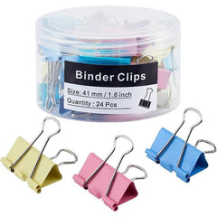 24pcs Binder Clips Large Small Paper Clamps Metal Office Supplies