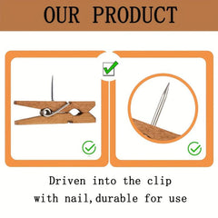 30pcs Brown Wooden Clips Push Pins