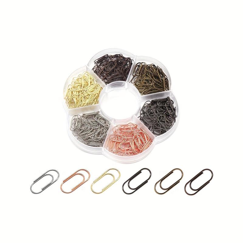 300 Mini Paper Clips in 6 Colors with Dispenser Holder