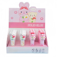2pcs Solid Glue Sticks Bear Rabbit Shape Students DIY Material Safe Non-toxic