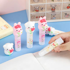 2pcs Solid Glue Sticks Bear Rabbit Shape Students DIY Material Safe Non-toxic