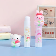 2pcs Solid Glue Sticks Bear Rabbit Shape Students DIY Material Safe Non-toxic