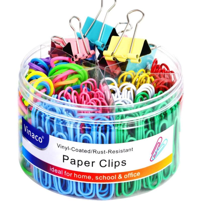 Colorful Paper Clips 450PCS Medium & Jumbo Sizes Durable Rustproof Coated