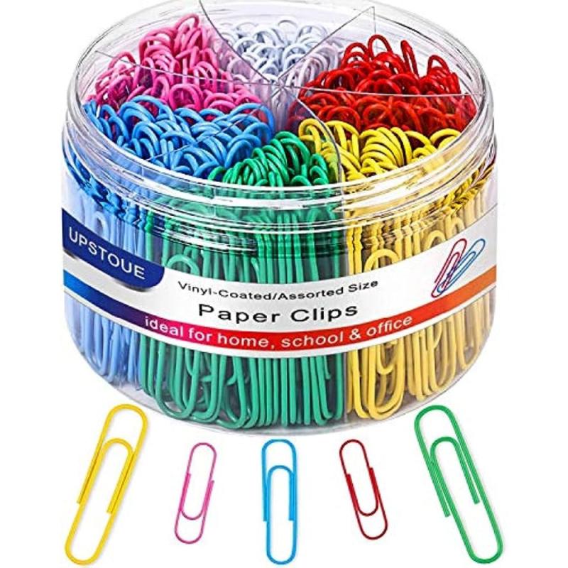 Colorful Paper Clips 450PCS Medium & Jumbo Sizes Durable Rustproof Coated