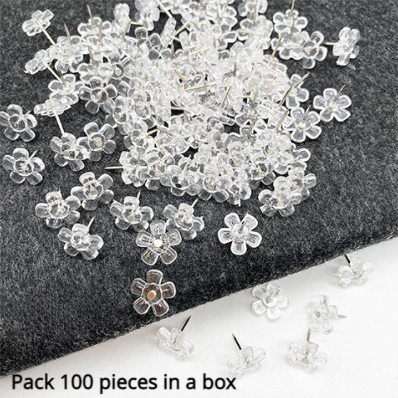 100pcs Plum Blossom Nails Transparent Flower Nails Photo Wall Decoration