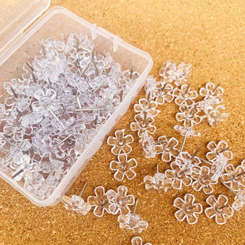 100pcs Plum Blossom Nails Transparent Flower Nails Photo Wall Decoration