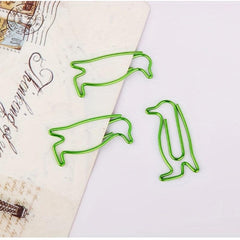 20pcs Penguin & Dolphin Paper Clips Animal Bookmarks Office School Clip