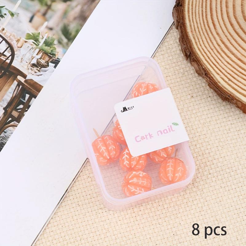 8pcs Orange Cork Nails Creative Picture Nails Kindergarten Hook Big Head Nails