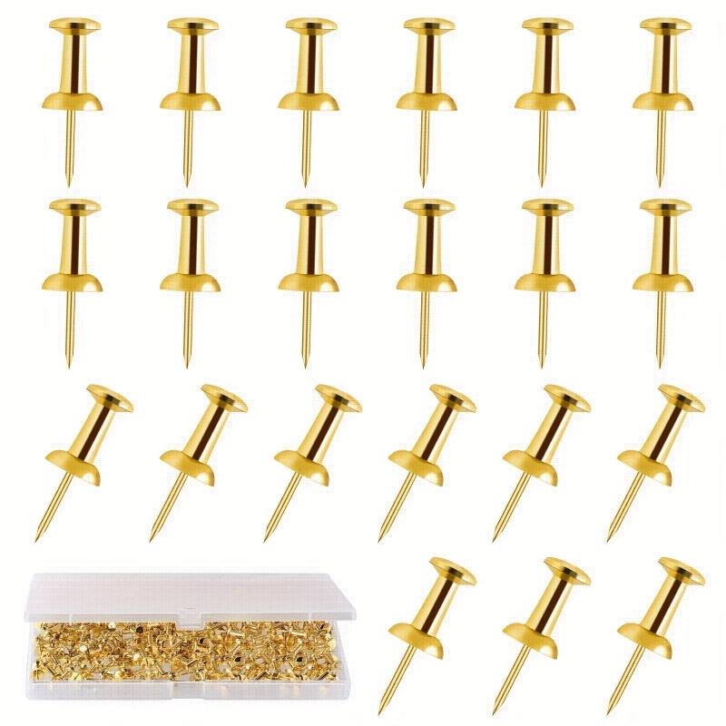 100pcs Golden Push Pins Standard Plastic Golden Thumb Tacks For Bulletin Board