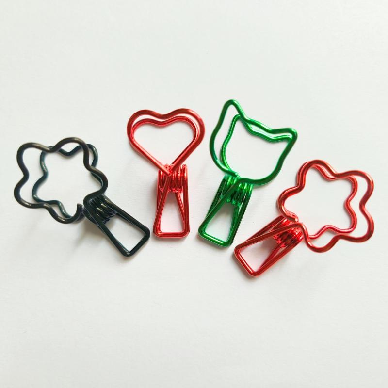 12pcs Mixed Hollow Out Clips Paper Clamps Assorted Sizes Metal Paper Binder Clip