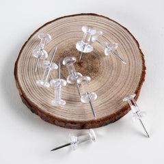 200 Clear Plastic Tips Push Pins with Steel Tips