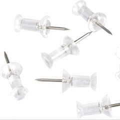 200 Clear Plastic Tips Push Pins with Steel Tips