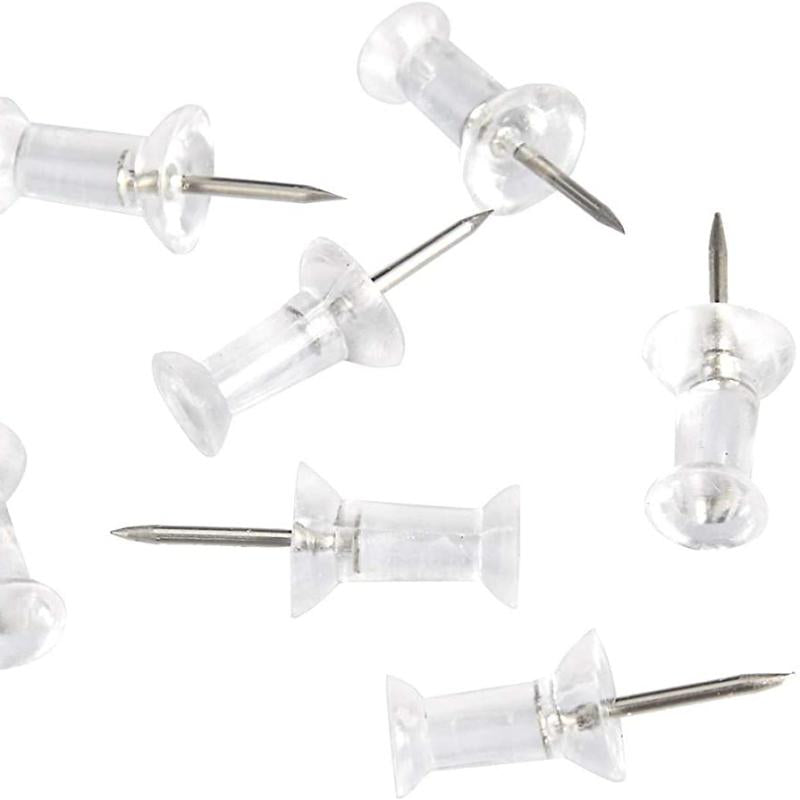 200 Clear Plastic Tips Push Pins with Steel Tips