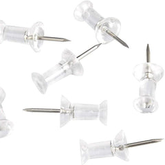 200 Clear Plastic Tips Push Pins with Steel Tips