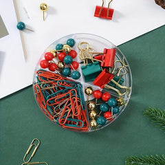 Christmas Office Stationery Set - Paper Clips, Binder Clips, School Supplies