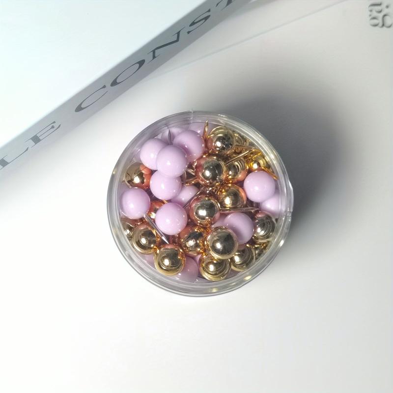 100 Round Head Map Thumb Tacks in Purple and Gold