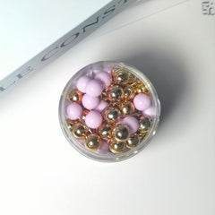 100 Round Head Map Thumb Tacks in Purple and Gold