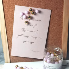 100 Round Head Map Thumb Tacks in Purple and Gold