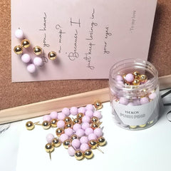 100 Round Head Map Thumb Tacks in Purple and Gold