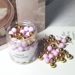 100 Round Head Map Thumb Tacks in Purple and Gold