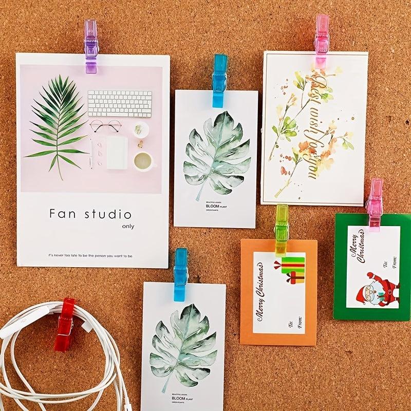 30 Colorful Push Pin Clips for Bulletin Board - Plastic Tacks