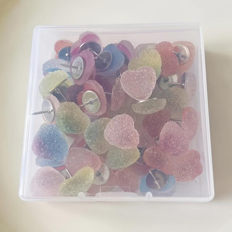 10pcs Gradient Candy Heart Thumbtacks for Bulletin Boards and Photos