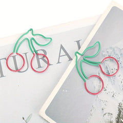 12pcs Cherry Shape Paper Clips Cute Fruit Shaped Funny Paper Clip