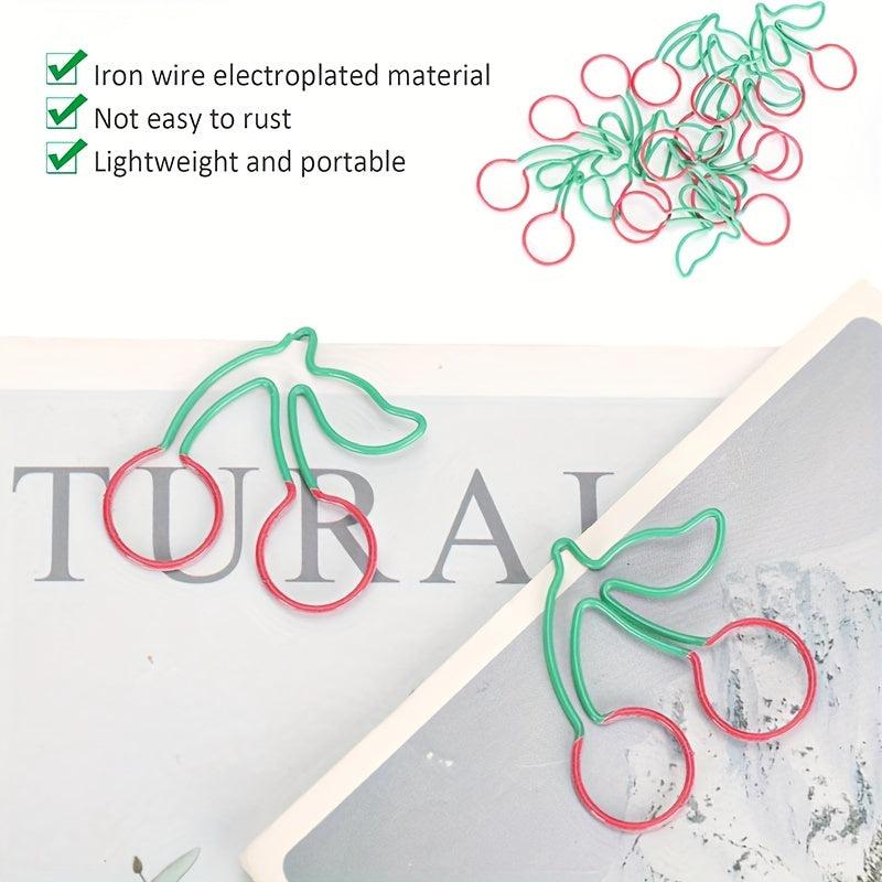 12pcs Cherry Shape Paper Clips Cute Fruit Shaped Funny Paper Clip