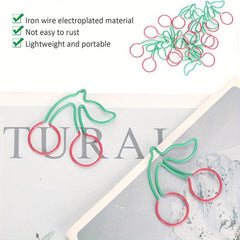 12pcs Cherry Shape Paper Clips Cute Fruit Shaped Funny Paper Clip