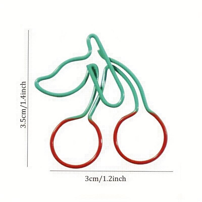 12pcs Cherry Shape Paper Clips Cute Fruit Shaped Funny Paper Clip
