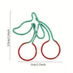 12pcs Cherry Shape Paper Clips Cute Fruit Shaped Funny Paper Clip