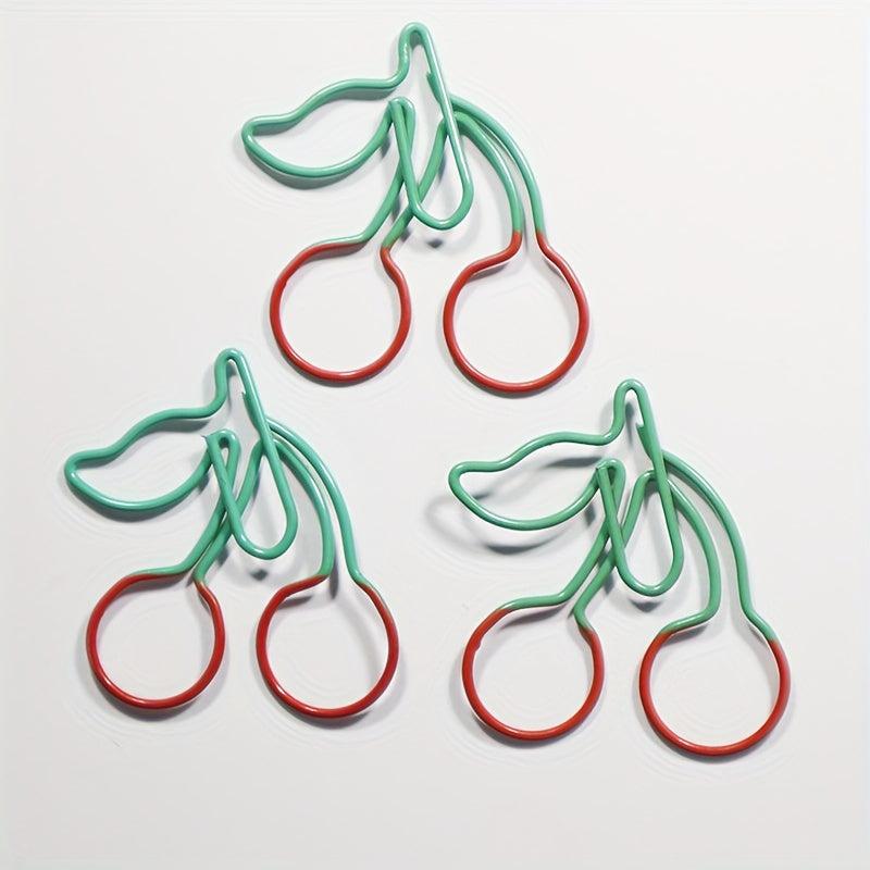 12pcs Cherry Shape Paper Clips Cute Fruit Shaped Funny Paper Clip