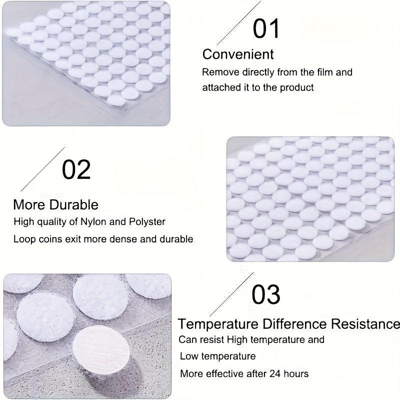 600pcs Self Adhesive Dots 0.39in Diameter Hook and Loop Dot Tape
