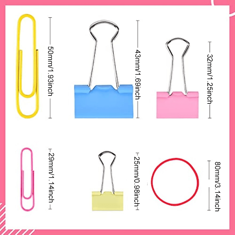 300pcs Colored Office Clips Set, Paper Clips & Binder Clips