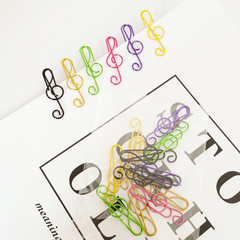 12pcs Colorful Music Note Cat Metal Paper Clip Bookmark