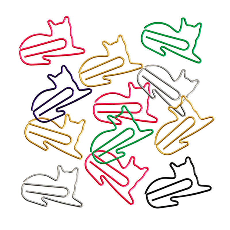 12pcs Colorful Music Note Cat Metal Paper Clip Bookmark