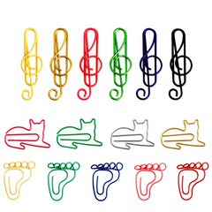 12pcs Colorful Music Note Cat Metal Paper Clip Bookmark
