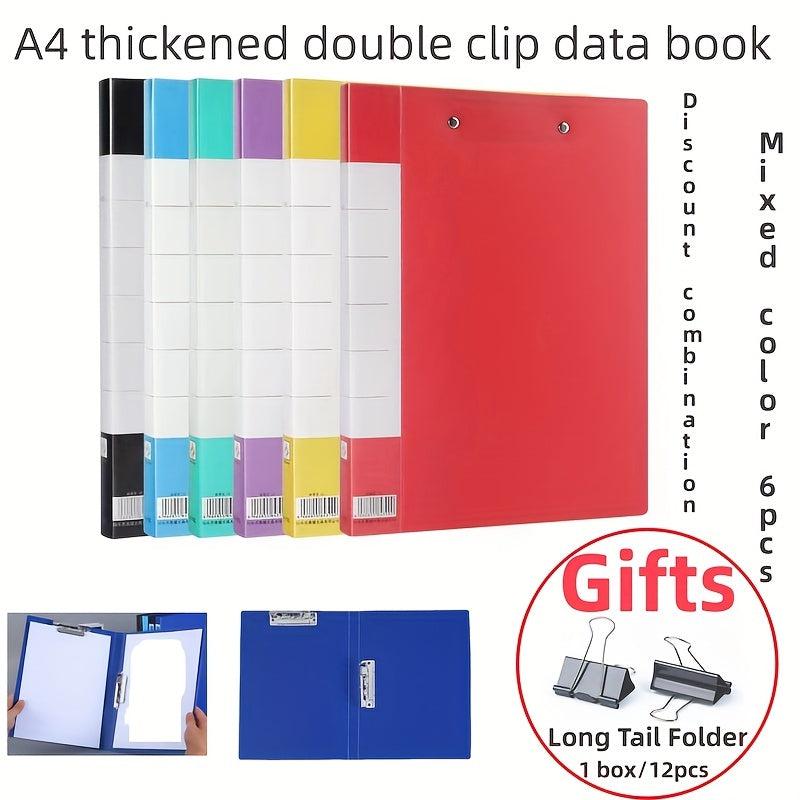 6pcs A4 File Folder Double Strong Clip Colorful Office Supplies