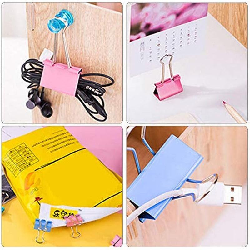 24pcs Multicolor Binder Clips Medium Mini Binder Clips Combination