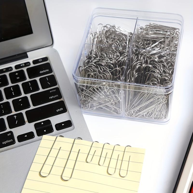 600pcs Silvery Paper Clips 28mm/33mm/50mm Reusable Office & School Supplies