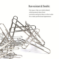 600pcs Silvery Paper Clips 28mm/33mm/50mm Reusable Office & School Supplies