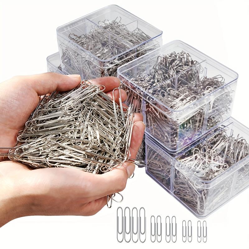 600pcs Silvery Paper Clips 28mm/33mm/50mm Reusable Office & School Supplies