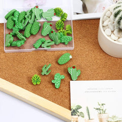 30pcs Wooden Cactus Plants Push Pins Decorative Leaf Thumb Tack